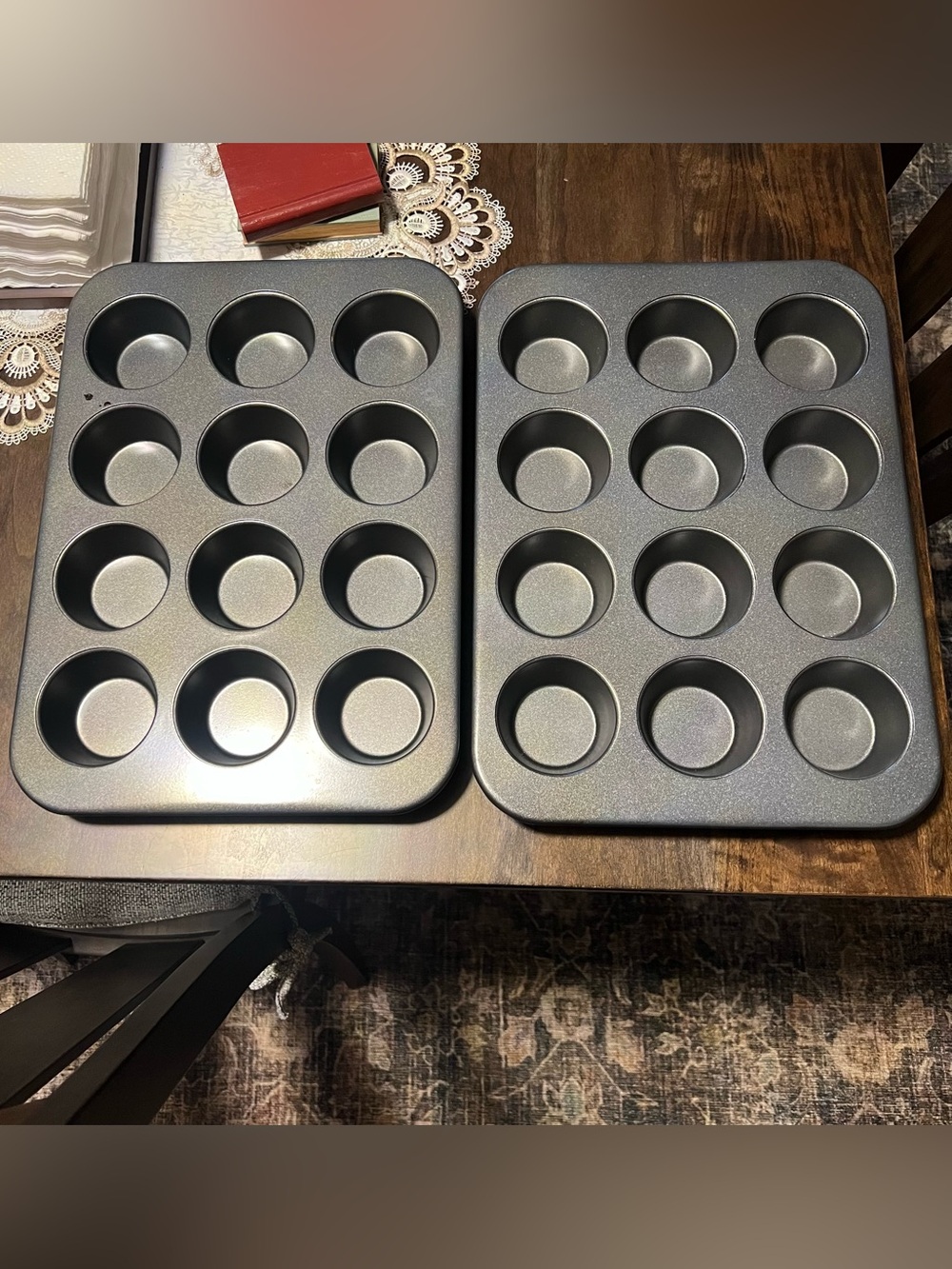 Nonstick 24-Cup Muffin Pan Set - Dark Gray